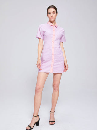 CLAIRE TWO-TONE MINI DRESS - LILAC/PINK