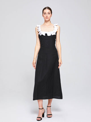 VALENTINA MIDI DRESS - BLACK/WHITE