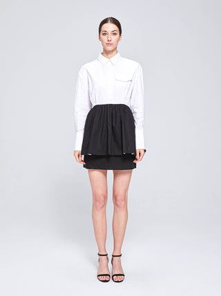 THEODORA MINI SHIRT DRESS - WHITE/BLACK