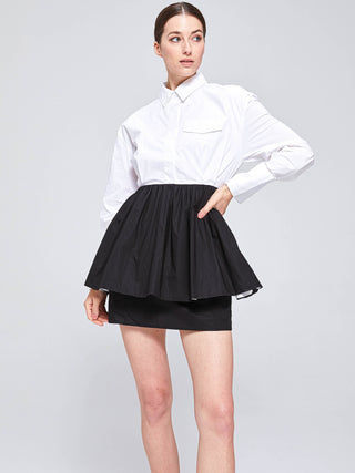 THEODORA MINI SHIRT DRESS - WHITE/BLACK