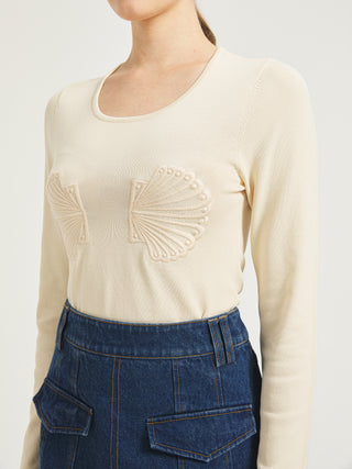 Seashell Embroidered Knit Top